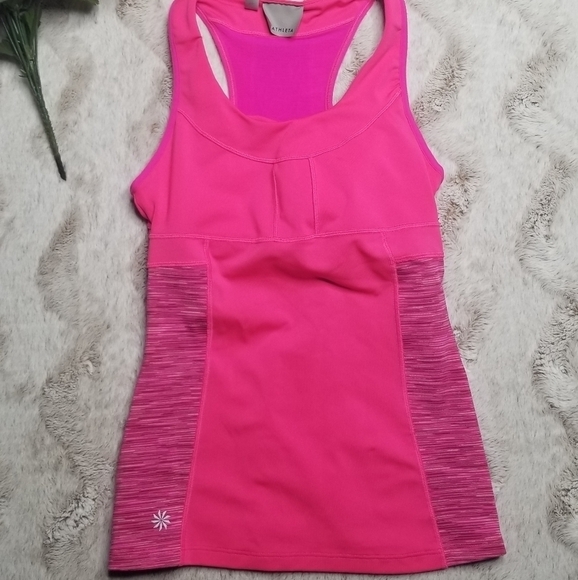 ✨️CL Athleta Pink Tank Top Heathered Side Racer Back - Picture 1 of 11